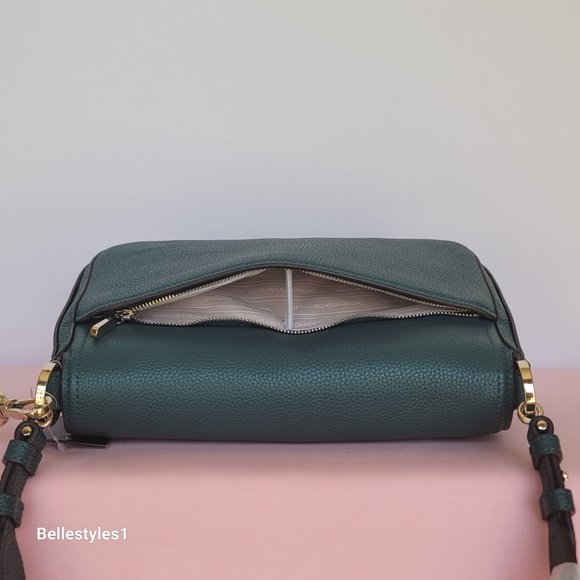 KATE SPADE Hudson Pebbled Leather Medium Flap Convertible Shoulder Bag-Artesian⭐ - Picture 10 of 16